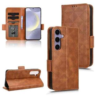 For Samsung Galaxy S24 5G Symmetrical Triangle Leather Phone Case(Brown)