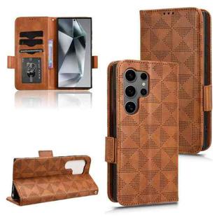 For Samsung Galaxy S24 Ultra 5G Symmetrical Triangle Leather Phone Case(Brown)