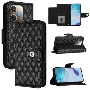 For OPPO A5 Pro 5G Global Rhombic Texture Flip Leather Phone Case with Lanyard(Black)