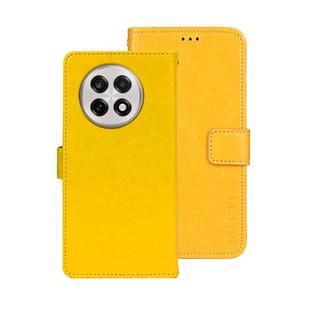 For OnePlus 13R idewei Crazy Horse Texture Leather Phone Case(Yellow)
