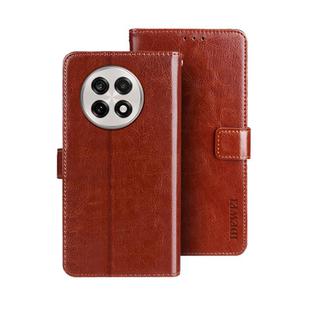 For OnePlus 13R idewei Crazy Horse Texture Leather Phone Case(Brown)