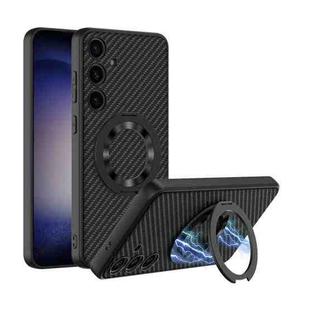 For Samsung Galaxy S24 5G GKK Skin Feel Leather MagSafe Magnetic Phone Case with Holder(Black)