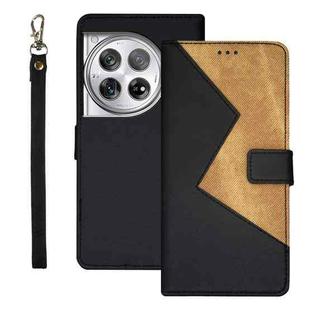 For OnePlus 12 idewei Two-color Splicing Leather Phone Case(Black)