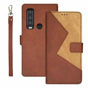 For CAT S75 idewei Two-color Splicing Leather Phone Case(Brown)