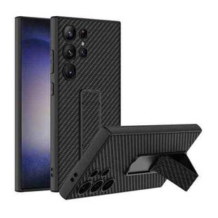 For Samsung Galaxy S24 Ultra 5G GKK Skin Feel Leather Fold Holder Phone Case(Carbon Fiber Texture)