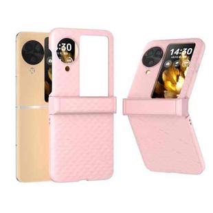For OPPO Find N3 Flip 3 in 1 Wave Pattern Matte PC Phone Case with Hinge(Pink)