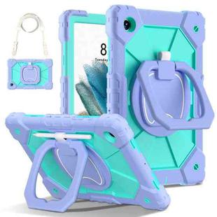 For Samsung Galaxy Tab A8 10.5 2021 Contrast Color Robot Silicone Hybrid PC Tablet Case(Purple Mint Green)