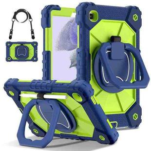 For Samsung Galaxy Tab A7 Lite 2021 Contrast Color Robot Silicone Hybrid PC Tablet Case(Navy Yellow Green)