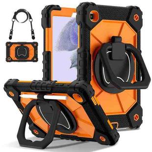 For Samsung Galaxy Tab A7 Lite 2021 Contrast Color Robot Silicone Hybrid PC Tablet Case(Black Orange)