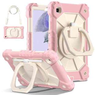 For Samsung Galaxy Tab A7 Lite 2021 Contrast Color Robot Silicone Hybrid PC Tablet Case(Rose Gold Beige)