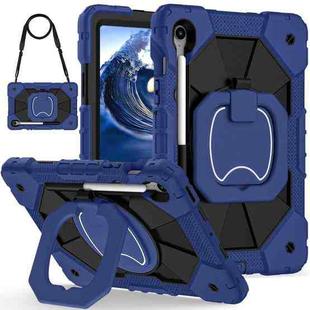 For Samsung Galaxy Tab S10 FE / S9 Contrast Color Robot Silicone Hybrid PC Tablet Case(Navy Black)