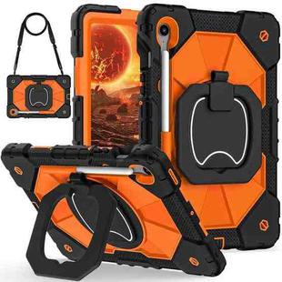 For Samsung Galaxy Tab S10 FE / S9 Contrast Color Robot Silicone Hybrid PC Tablet Case(Black Orange)