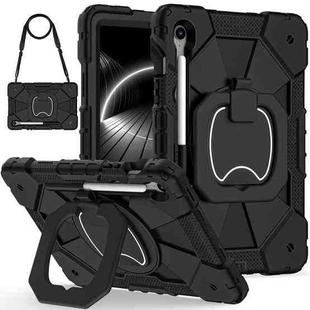For Samsung Galaxy Tab S10 FE / S9 Contrast Color Robot Silicone Hybrid PC Tablet Case(Black)