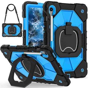 For Samsung Galaxy Tab S10 FE / S9 Contrast Color Robot Silicone Hybrid PC Tablet Case(Black Blue)
