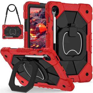 For Samsung Galaxy Tab S10 FE / S9 Contrast Color Robot Silicone Hybrid PC Tablet Case(Red Black)