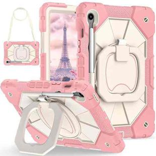 For Samsung Galaxy Tab S10 FE / S9 Contrast Color Robot Silicone Hybrid PC Tablet Case(Rose Gold Beige)