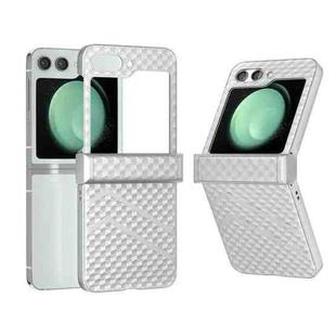 For Samsung Galaxy Z Flip5 5G 3 in 1 Wave Pattern Matte PC Phone Case with Hinge(Silver)