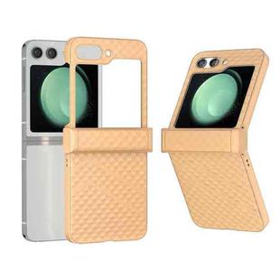 For Samsung Galaxy Z Flip5 5G 3 in 1 Wave Pattern Matte PC Phone Case with Hinge(Peach)
