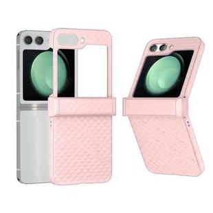 For Samsung Galaxy Z Flip5 5G 3 in 1 Wave Pattern Matte PC Phone Case with Hinge(Pink)