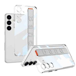 For Samsung Galaxy S24 5G GKK Space Frame Transparent PC + TPU Phone Case with Wrist Strap(White)