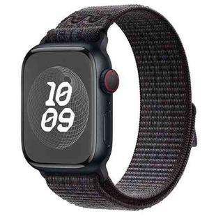 For Apple Watch SE 2023 44mm Loop Nylon Watch Band(Black Blue)