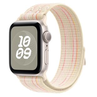 For Apple Watch SE 2023 40mm Loop Nylon Watch Band(Starlight with Pink)