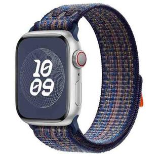 For Apple Watch Series 9 45mm Loop Nylon Watch Band(Royal Blue Orange)