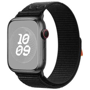 For Apple Watch Series 9 45mm Loop Nylon Watch Band(Dark Black)