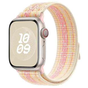 For Apple Watch Series 7 41mm Loop Nylon Watch Band(Starlight Pink)