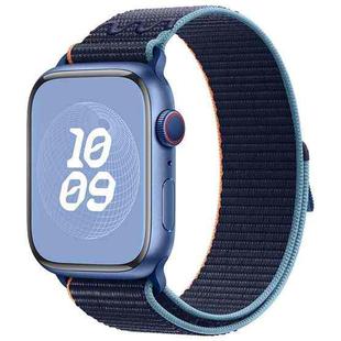 For Apple Watch Series 7 45mm Loop Nylon Watch Band(Dark Navy)