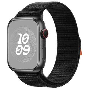 For Apple Watch SE 44mm Loop Nylon Watch Band(Dark Black)