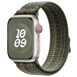 For Apple Watch Series 6 44mm Loop Nylon Watch Band(Green Orange)