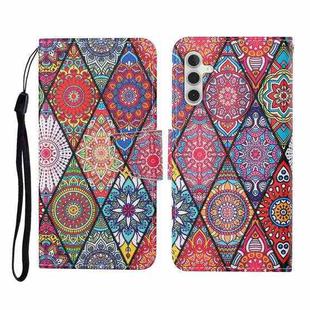 For Samsung Galaxy A35 Colored Drawing Pattern Flip Leather Phone Case(Diamond Totem)