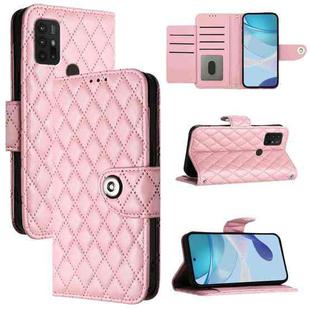 For Motorola Moto G30 / G10 / G20 Rhombic Texture Flip Leather Phone Case with Lanyard(Pink)