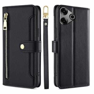 For Tecno Pova 6 Pro 5G Sheep Texture Cross-body Zipper Wallet Leather Phone Case(Black)