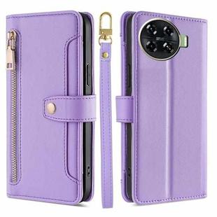 For Tecno Spark 20 Pro+ 4G Sheep Texture Cross-body Zipper Wallet Leather Phone Case(Purple)