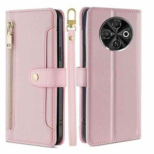 For Tecno Spark 30C 4G Sheep Texture Cross-body Zipper Wallet Leather Phone Case(Pink)