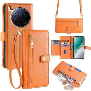 For Tecno Camon 40 Premier 5G Sheep Texture Cross-body Zipper Wallet Leather Phone Case(Orange)
