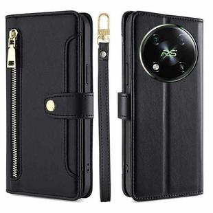 For Itel RS4 4G Sheep Texture Cross-body Zipper Wallet Leather Phone Case(Black)