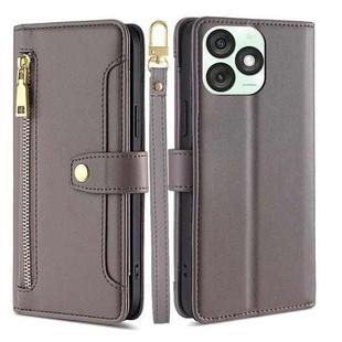 For Itel A50 4G Sheep Texture Cross-body Zipper Wallet Leather Phone Case(Grey)