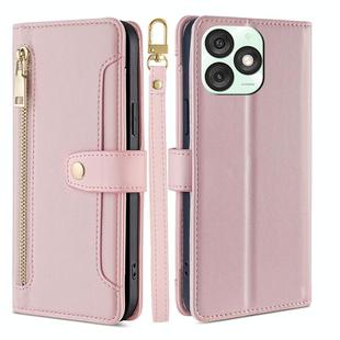 For Itel A50 4G Sheep Texture Cross-body Zipper Wallet Leather Phone Case(Pink)