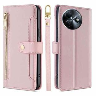 For Itel S24 4G Sheep Texture Cross-body Zipper Wallet Leather Phone Case(Pink)