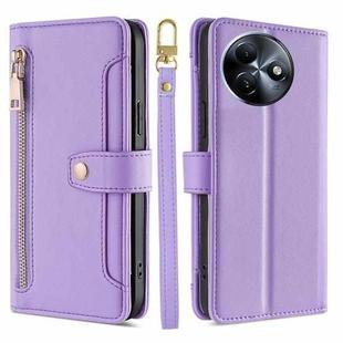 For Itel S24 4G Sheep Texture Cross-body Zipper Wallet Leather Phone Case(Purple)