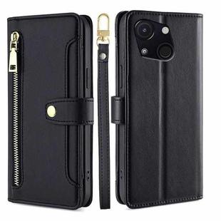 For Itel A50C 4G Sheep Texture Cross-body Zipper Wallet Leather Phone Case(Black)