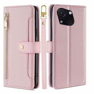 For Itel A50C 4G Sheep Texture Cross-body Zipper Wallet Leather Phone Case(Pink)