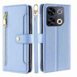 For Itel P65 Sheep Texture Cross-body Zipper Wallet Leather Phone Case(Blue)