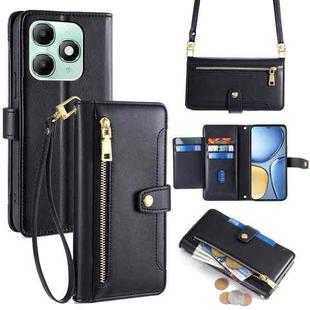 For itel A90 4G Sheep Texture Cross-body Zipper Wallet Leather Phone Case(Black)