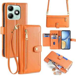For itel A90 4G Sheep Texture Cross-body Zipper Wallet Leather Phone Case(Orange)