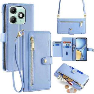 For itel A90 4G Sheep Texture Cross-body Zipper Wallet Leather Phone Case(Blue)