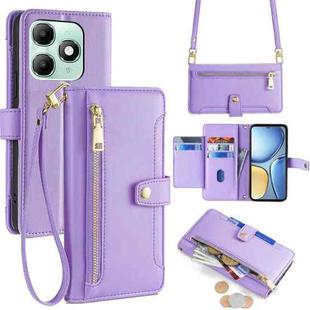 For itel A90 4G Sheep Texture Cross-body Zipper Wallet Leather Phone Case(Purple)